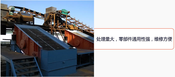 圓振動(dòng)篩處理量大，零部件通用性強(qiáng)，維修方便。