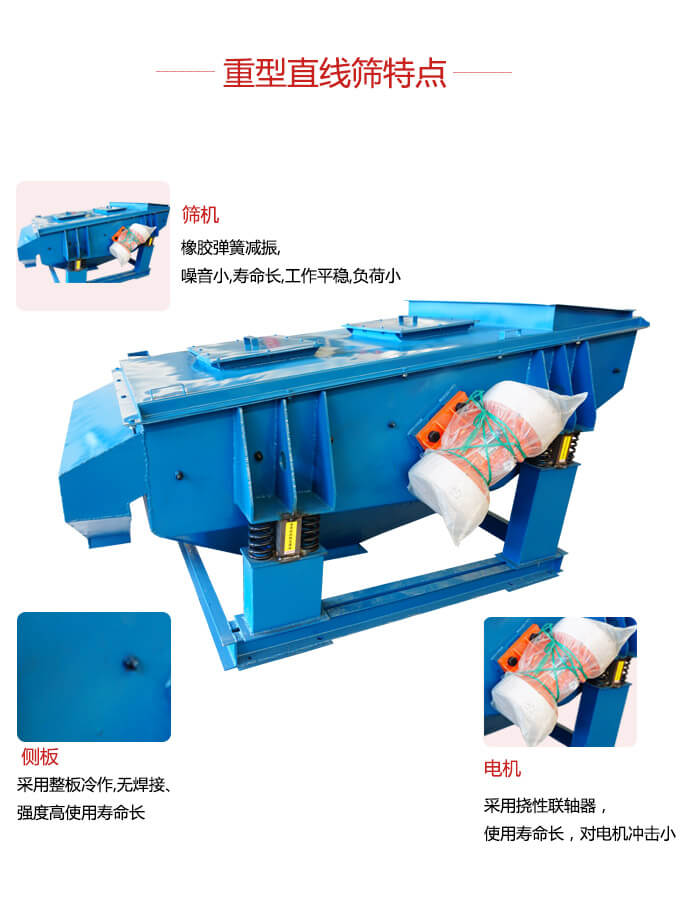 重型直線篩：篩機(jī)，側(cè)板，電機(jī)展示圖